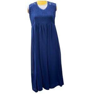 Women's Plus Sz 22 V-Neck Sleeveless Lace Bridesmaid Formal Maxi Dress Navy New